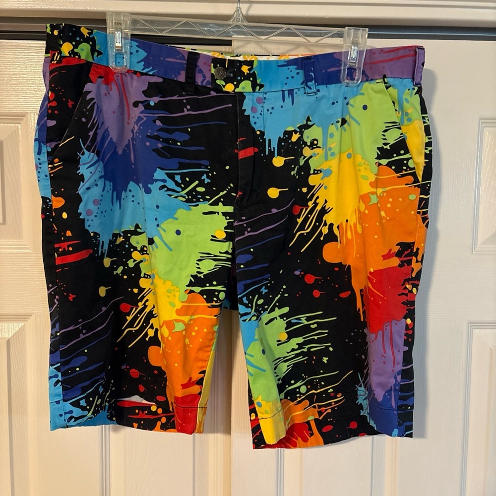Loudmouth Golf Colorful Splash Men's Flat Front Shorts